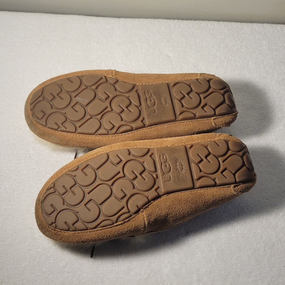UGG Women's Tan and Cream Fur Slippers - Picture 4 of 5